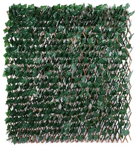 AMGO Lot de 2 brise-vue extensibles en lierre artificiel - Haie rétractable - Faux treillis pour balcon, terrasse, décoration extérieure et d'intérieur (feuilles double face - Lot de 2)