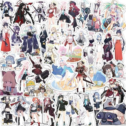 Azur Lanes Aufkleber, 55 Pcs Anime Figur Vinyl Wasserdichte Stickers Für Party, Wasserflasche Scrapbook Laptop Skateboard Computer Für Teens Studenten