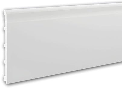 PRO[f]home® - 1 x Plinthe 653805 Profhome 200 cm x 1,5 cm x 20 cm blanc Polystyrène extrudé (XPS) prétraité léger indéformable résistant aux chocs avec passage de câble