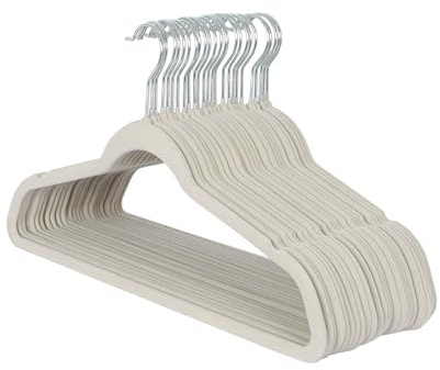 Harbour Housewares Velvet Hangers - 45cm - 25x - Grey Non-Slip Coat Hangers with Trouser Bar Clothes Bar 360 Degree Swivel Hook Wardrobe Organiser for Suit & Shirt, Trouser