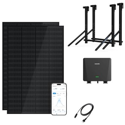 SUNSHARE Ray 400W Balkonkraftwerk mit Halterung Balkon mit Brüstung - Balkonkraftwerk 800W komplett Steckdose - neuester 800 Watt Wechselrichter - Solaranlage Komplettset - inkl Zubehör - 5m Kabel