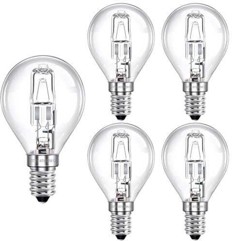 SCNNC G45 E14 Golf Ball Bulb 28W Dimmable AC 230V, Warm White 2700K E14 Light Bulb Clear Round Screw Bulb for Chandeliers, Wall Lamps, Floor Lamps, Pack of 5