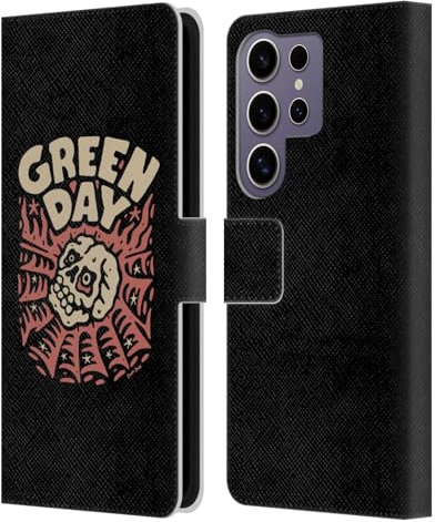 Head Case Designs Offizielle Green Day Skull Spider Graphics Leder-Wallet-Hülle Kompatibel mit Samsung Galaxy S25 Ultra