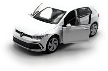 Generisch Modellauto kompatibel mit Golf 8 VIII GTI Fahrzeug Miniatur Auto Maßstab 1:34-39 Weiß