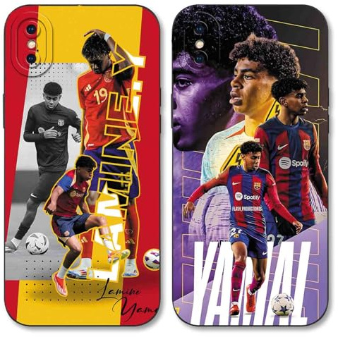 Yimctoie 2 Stück Cool Fußball Handyhülle für iPhone X XS Hülle 5,8,Mode FC Cartoon Spieler Muster Case für Fans,TPU Silikon Stoßfest Anti-Kratz Schutzhülle,Cute