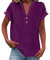 MOKBAY Tee Shirt Femme Marque Soiree Votre Compte Pourpre Été Chemisier Manche Courte uni Lin Ete Col V Et Elegant Grande Taille Oversize Boheme T Shirt Blanc Chemise Longue Femme Pourpre L