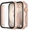 Misxi 2 Pezzi PC Cover Protezione con Vetro Temperato per Apple Watch Serie 9 Serie 8 Serie 7 41mm, Custodia Ultra-sottile Anti-caduta Resistente ai Graffi per iWatch, 1 Oro Rosa + 1 Trasparente