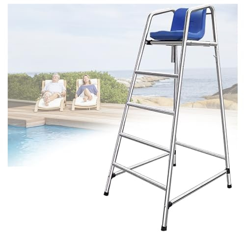 Rettungsschwimmer Stuhl Tragbarer Rettungsschwimmerstuhl für Schwimmbad, Strand, See und Terrasse Rettungsschwimmer-Beobachtungshocker 180 cm, 150 cm, 120 cm hoch, freistehend Edelstahl Schiedsrichter