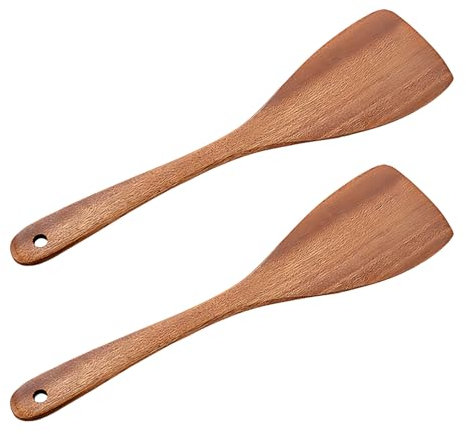 Wooden Spatula, 2-Pack Wooden Cooking Utensils for Frying, Baking, and Stirring, 33 cm Wood Spatulas for Kitchen Tasks, Durable Wood Spoons for Everyday Use