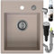 SINK QUALITY Spülbecken Beige 40x50 cm - Granitspüle Beige mit Siphon PUSH und Imprägnierung - Spüle ohne Abtropffläche - Kleines Spülbecken für Küche für Unterschränke ab 40 cm Breite