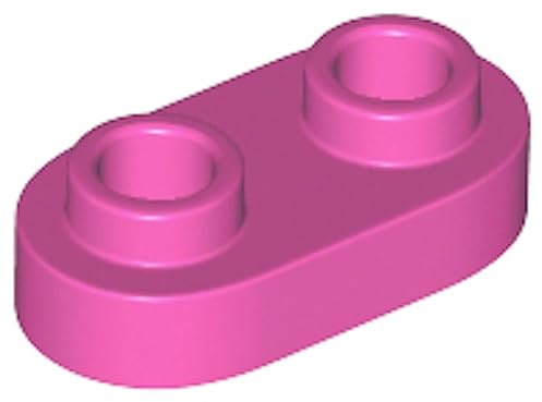 LEGO Round Plate 1 x 2 with Open Studs, Part 35480 (Dark Pink, 10, Bricks)