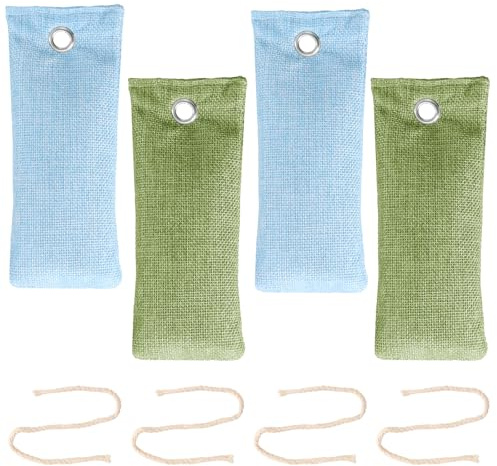 Culinavog 4 Sacchetti Purificatori Aria 75g al Carbone Attivo di Bambù, Deodorante Naturale Anti-Odori e Umidità per Casa, Auto, Armadio, Scarpe, Bagno, Riutilizzabile