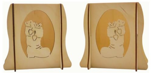 Erzwelt - Lichterbogenerhöhung aus Holz 2er-Set – Motiv Stiefel | 11,5 x 11 x 8,5 cm – Fensterbank Erhöhung für Lichterbogen – Schwibbogen Untersatz – Original Erzgebirge Sockel