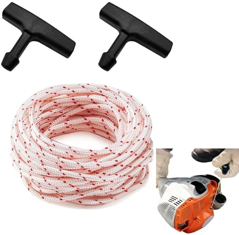 PLATEYTR Corde de démarrage 10 mètres 3,5 mm pour Tondeuse, sèche-Linge Rotatif ou tronçonneuse, remplacez Facilement l’Ancienne Corde usée, Blanc Robuste pour Jardinage et Bricolage