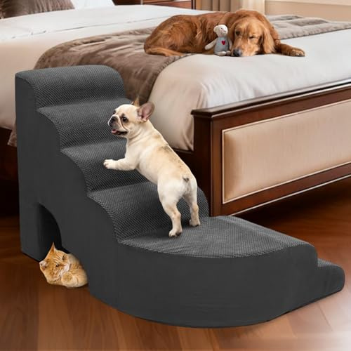 Hundetreppe für hohe Betten, L-förmig, 6 Stufen, Hundetreppe für Bett 68,6