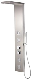 Pannello Doccia Squadrato Acciaio Inox Spazzolato con Doccino, Cascata e Getti Idromassaggio mod. Lares