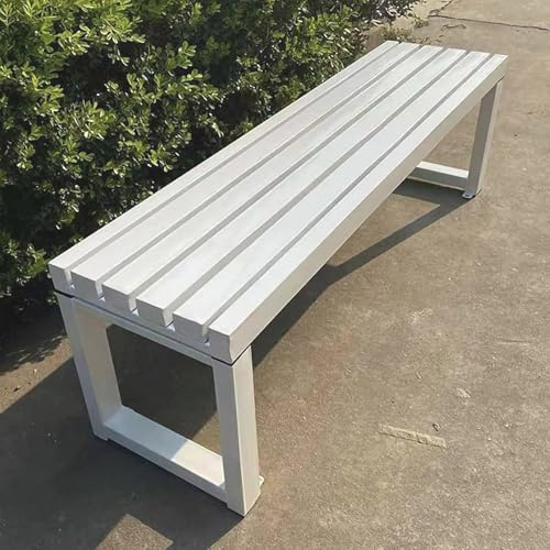 Hssnbkg Gartenbank Ohne Lehne, Gartenbänke Wetterfest, Bis Zu 400Kg Belastbar 100cm 120cm 150cm,Für Veranda Terrasse Und Hof (White -)