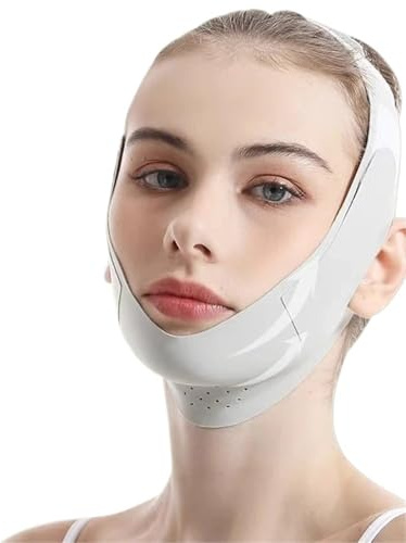 Doppelkinn Maske V-Lift-Gesichtsmaske mit atmungsaktivem Stoff, formendem Gesichtsband und wiederverwendbarem Gesichtslifting-Band(Grey)