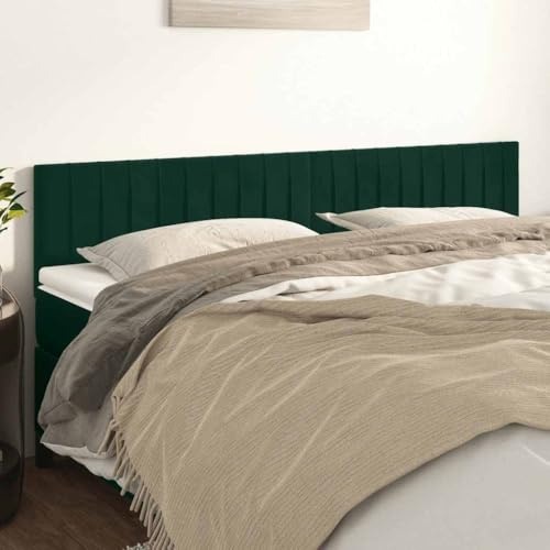Owoxanthellate Samt Bettkopfteil 180 cm Höhenverstellbar 2 Dunkelgrüne Polsterkopfteile aus Lärchenholz für Schlafzimmer Boxspringbett & Co.