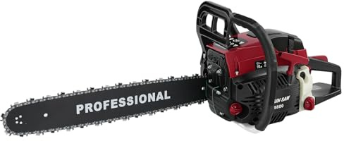 Tronçonneuse à essence 58 cc, tronçonneuse de 2,4 kW | Scie professionnelle à main avec lame de 50 cm moteur 2 temps pour la coupe de bois et le jardinage