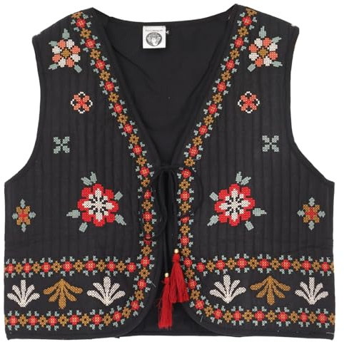 GURU SHOP Vintage Boho Steppweste, Folklore Weste, Damen