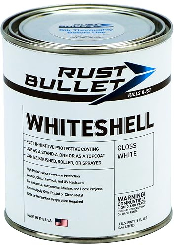 RUST BULLET WhiteShell - Gloss White - 1 Pint - UV Resistant Rust Preventive Coating, Corrosion Control & Long-Lasting Protection for Metal