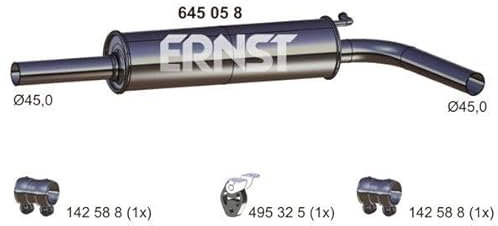 Mittelschalldämpfer Auspuff Mitteltopf original ERNST (645058) Länge: 880mm