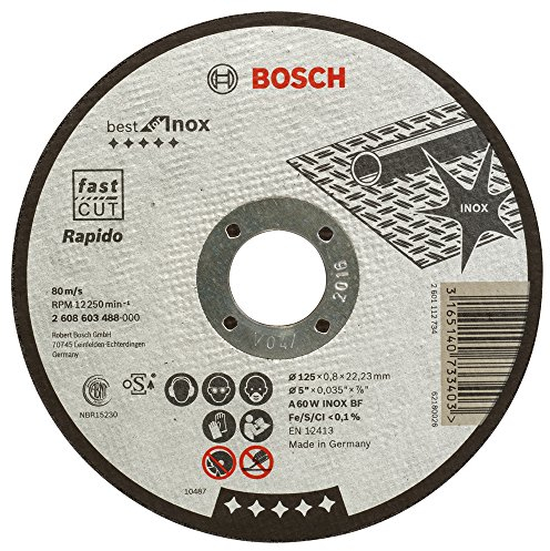 Bosch 1x PRO Stainless Steel and Metal Precision Thin Trennscheibe für kleine Winkelschleifer und 22,23 mm Bohrung (für Stahl, Edelstahl, Ø 125 mm, Professional Zubehör Kleiner Winkelschleifer)