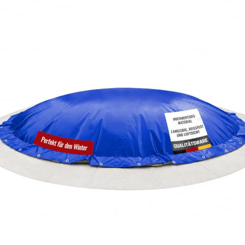 ANKO PLANEN Aufblasbare Poolplane rund AirDeluxe - 1360g/m² (2X 680 g/m²) - Poolabdeckung rund - wasserdicht & UV-beständig - Blau - Poolinnendurchmesser: 350cm