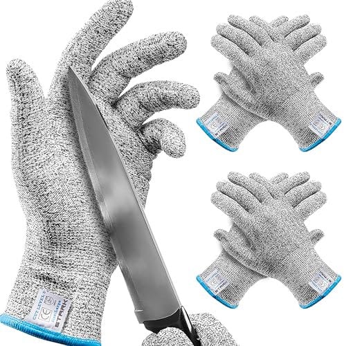 Stark Safe Cut Resistant Gloves, Level 5 Protection, Kitchen Cut Gloves for Meat, Shucking, Fillet, Mandolin Slicing, Carving, 2 Pair, Small