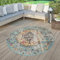 TT Home Moderner Outdoor Teppich Wetterfest Innen & Außenbereich Boho Style Multifarben, Größe:200 cm Rund