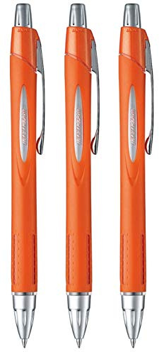 Jet Stream - uni Rubber Body Design Ballpoint Pen - SXN-250-07 - 0.7mm, Black Ink - Orange Silver Body - 3 pcs