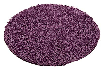Runder Dicker Teppich, Chenille Badezimmerteppichmatte rutschfeste saugfähige Badematte Weiche Mikrofasertürmatte Bodenmatte Für Schlafzimmer Badezimmer-lila Durchmesser 100 cm (39 Zoll)
