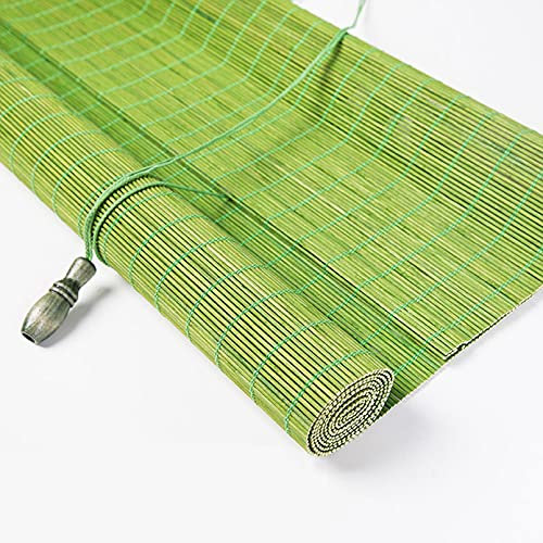 Bambus-Rollo Natur,Grüne Bambusjalousien,Sonnenschutz Bambusrollo für Außen/Innen,Blickdicht/Sichtschutz Rollo Raffrollo Seitenzugrollo,Dekorationsvorhänge für Fenster und Türen (125x140cm/49x55in)