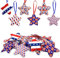 Deloky 30 Stück Stern zum Aufhängen, 7,1 x 15,4 cm, 4. Juli, patriotischer Stoff, hängender Stern für Gedenktage, Baumschmuck, patriotische Baumschmuck, (L)