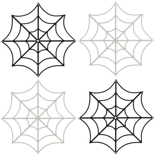 BESTOYARD 12Pcs Halloween Spider Webs Decorations, 8-Inches Fake Cobwebs, Plastic Props for Haunted House, Outdoor Wall, Yard, Porch