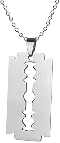 Unisex Edelstahl Einzigartige Stahl Rasierklinge Mode Feuer Flamme Geformt Anhänger Hip Hop Tag Halskette Streetwear Anhänger Geschenk