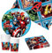 Procos Avengers Service de table pour enfants Superhéros Décoration pour anniversaire, baptême, communion (tasses, assiettes, serviettes, nappes) jetables 8 personnes 37 pièces