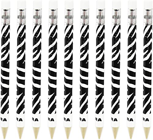 Zebra Cadoozle Mini-Druckbleistift, 0,7 mm Mine, Zebra-Tierdruck, 10 Stück