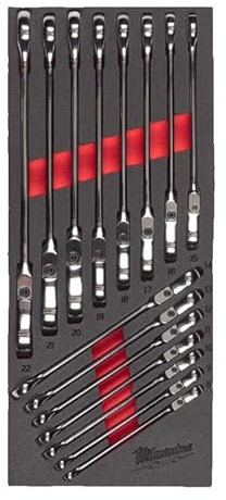 Milwaukee MAX BITE Joint Ratchet Combination Spanner Foam Insert for 30 Inch Workshop Trolley 15 Pieces