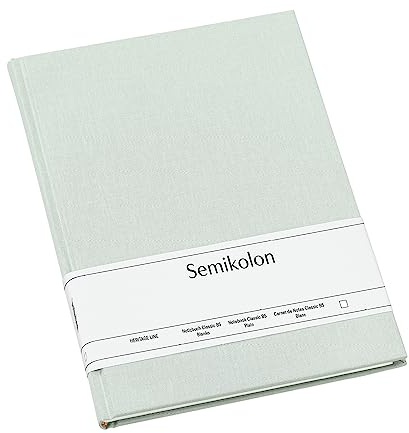 Semikolon 364707 Notizbuch Classic B5 blanko - 176 Seiten, cremeweißes Papier - Lesezeichen - moss pastell-grün