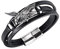 RENUX Lederarmband Herren,Herrenarmband Handgefertigt Geflochtenes Armband Schwarze Lederarmbänder Mit Silbergravur Adler Tier Herren Lederschmuck Vatertagsgeschenk Für Freund,Bruder