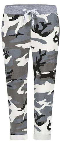 Mississhop Damen Hose Blumen Jogginghose Baumwolle Freizeithose Boyfriend Blumenprint