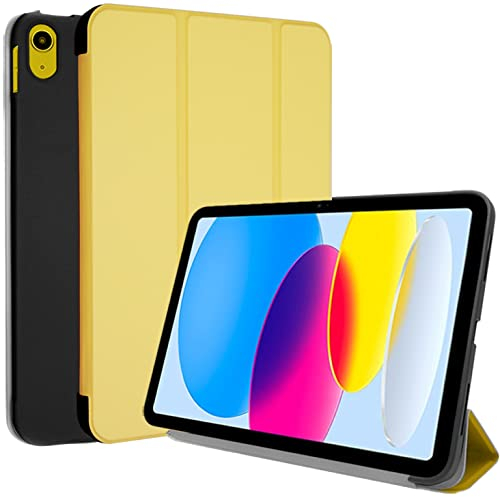 TECHGEAR Smart Coque pour iPad 11 2025 (A16, 11 Pouces) iPad 10 2022 (10,9 Pouces) [11e/10ème Génération], [réveil/Sommeil] Coque Smart Case Stand Trois-Pli avec Protection d'Angles - Jaune