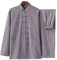 Baumwolle Leinen Tai Chi Uniform Kung Fu Anzug Chinesisch Traditionelle Kleidung Tang Anzug Herren Kampfkunst Jacke Atmungsaktiv Langarm Mantel Tops Zen Meditation Uniform, grau, XXL/3XL