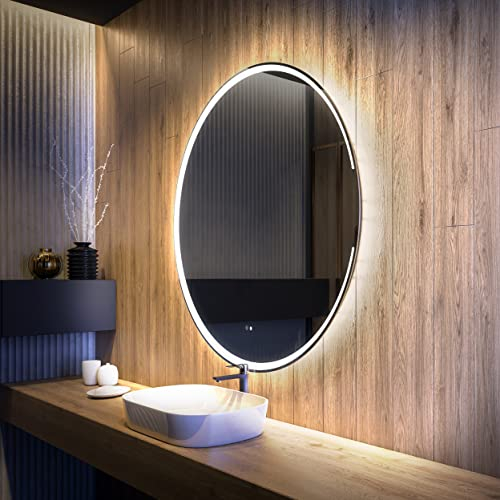 Artforma Badspiegel mit Beleuchtung - Spiegel Rund - 70x70 - Wandspiegel Nach Maß - Runder Spiegel auf Individuelle Bestellung Gefertigt - Modernes Design - Ohne Rahmen