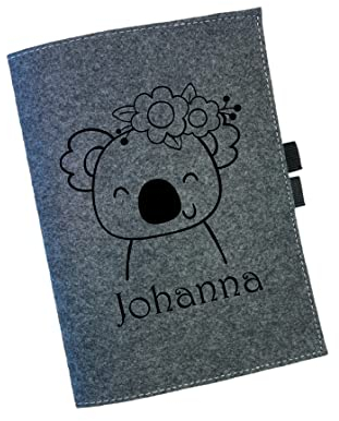 U-Heft Hülle Filz mit Namen | Personalisierte Schutzhülle Mutterpass Impfpass | Tiere Jungen Mädchen Koala