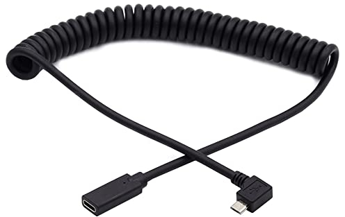 cablecc USB-C Keyboard Mouse Stretch Coiled Cable for Gaming Keyboard Micro USB Male to Type-C Female Extension Power & Data Cable