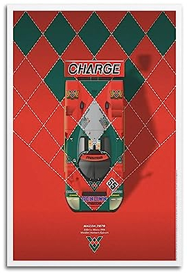 JONZA Vintage-Rennwagen-Poster für Mazda 787B Sportauto, dekoratives Gemälde, Leinwand, Wand- und Kunstbild, Familien-Schlafzimmer, Dekoration, 50 x 75 cm