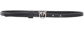 Pinko Love Berry H1 Belt Vitello Seta Cintura, Z99O_Nero-Old Silver, M Donna